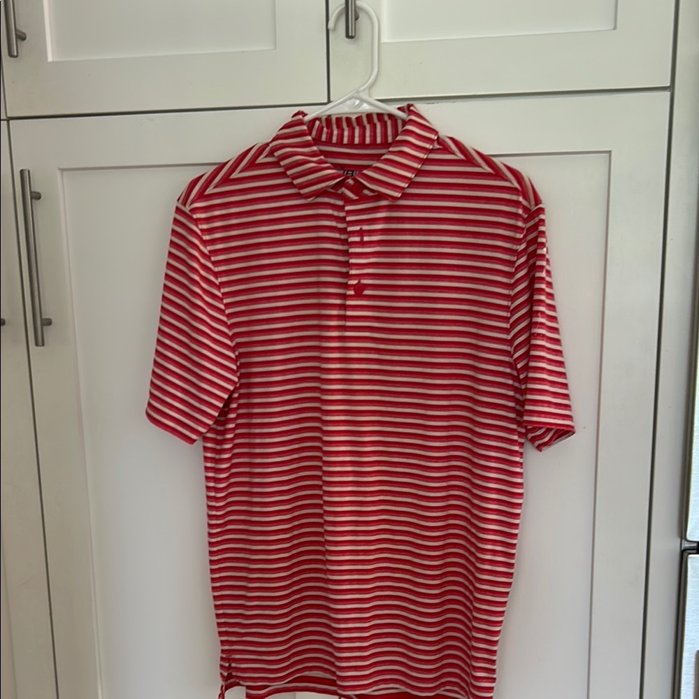 IBKUL Red and White Striped Polo Shirt
